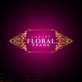 Luxury elegant circle floral frame golden round decorative corners vector