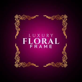 Luxury elegant circle floral frame golden round decorative corners vector