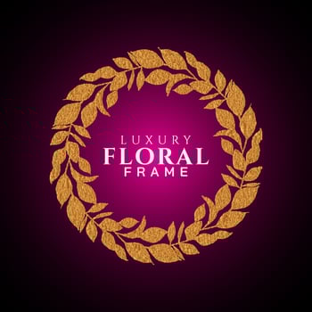 Luxury elegant circle floral frame golden round decorative corners vector
