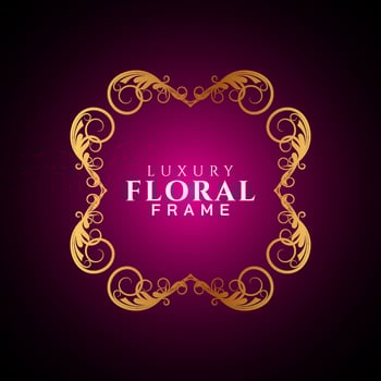 Luxury elegant circle floral frame golden round decorative corners vector