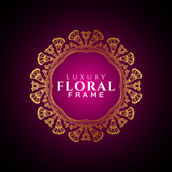 Luxury elegant circle floral frame golden round decorative corners vector