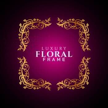 Luxury elegant circle floral frame golden round decorative corners vector