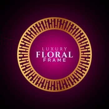 Luxury elegant circle floral frame golden round decorative corners vector