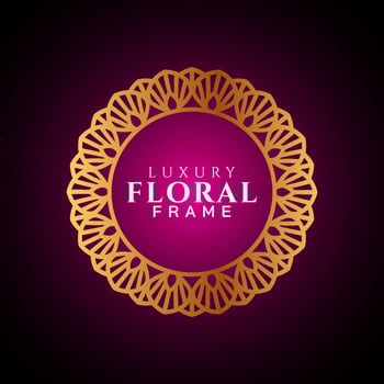 Luxury elegant circle floral frame golden round decorative corners vector