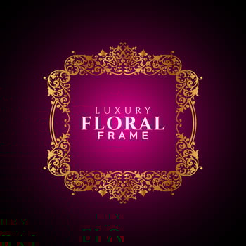 Luxury elegant circle floral frame golden round decorative corners vector