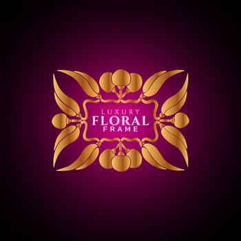 Luxury elegant circle floral frame golden round decorative corners vector