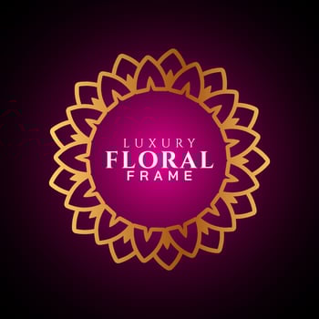 Luxury elegant circle floral frame golden round decorative corners vector