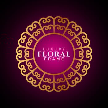 Luxury elegant circle floral frame golden round decorative corners vector