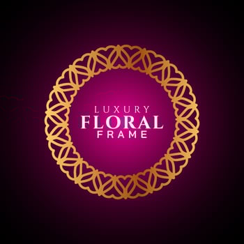Luxury elegant circle floral frame golden round decorative corners vector