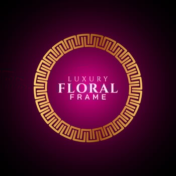 Luxury elegant circle floral frame golden round decorative corners vector