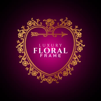 Luxury elegant circle floral frame golden round decorative corners vector