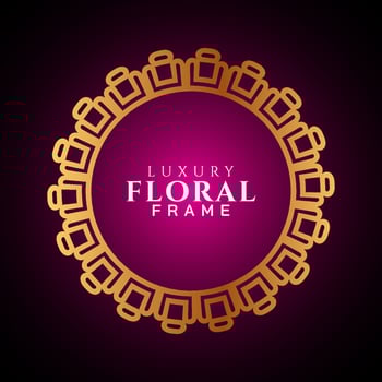 Luxury elegant circle floral frame golden round decorative corners vector