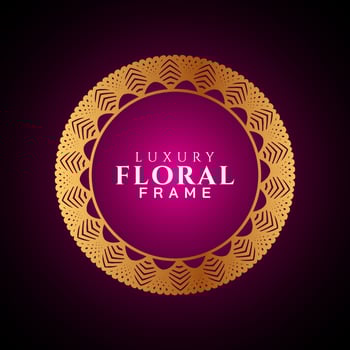 Luxury elegant circle floral frame golden round decorative corners vector