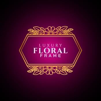 Luxury elegant circle floral frame golden round decorative corners vector