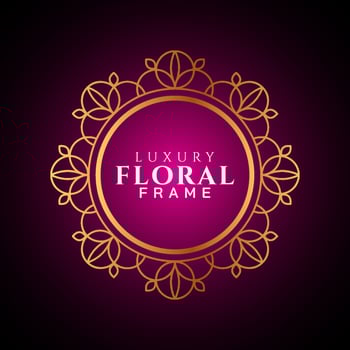 Luxury elegant circle floral frame golden round decorative corners vector