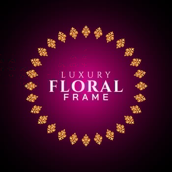 Luxury elegant circle floral frame golden round decorative corners vector
