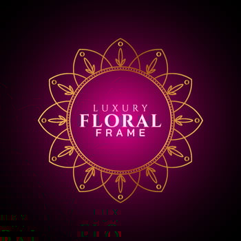 Luxury elegant circle floral frame golden round decorative corners vector