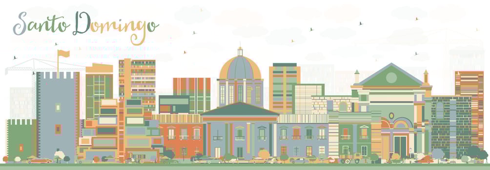 Abstract Santo Domingo Skyline with Color Buildings. vector
