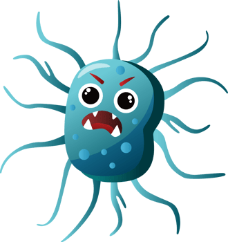 Virus and Bacteria . Cute cartoon character . png