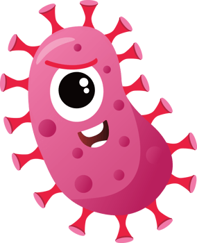 Virus and Bacteria . Cute cartoon character . png