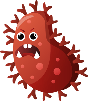 Virus and Bacteria . Cute cartoon character . png