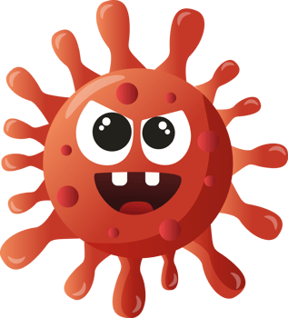 Virus and Bacteria . Cute cartoon character . png