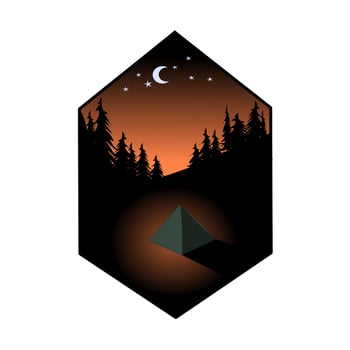 forest logo design vector illustration, outdoor adventure . Vector graphic for t shirt and other uses.