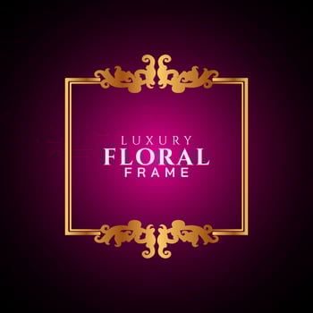 Luxury elegant circle floral frame golden round decorative corners vector