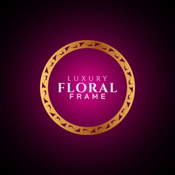 Luxury elegant circle floral frame golden round decorative corners vector