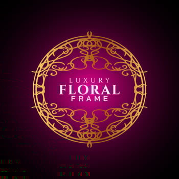 Luxury elegant circle floral frame golden round decorative corners vector