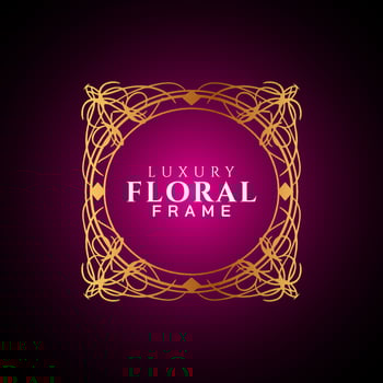 Luxury elegant circle floral frame golden round decorative corners vector