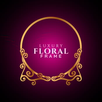Luxury elegant circle floral frame golden round decorative corners vector