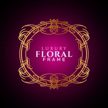 Luxury elegant circle floral frame golden round decorative corners vector