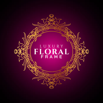 Luxury elegant circle floral frame golden round decorative corners vector