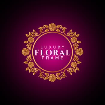 Luxury elegant circle floral frame golden round decorative corners vector