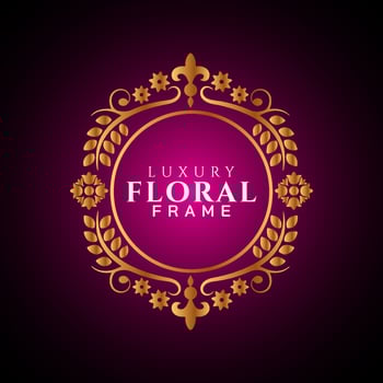 Luxury elegant circle floral frame golden round decorative corners vector