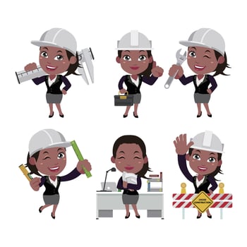 Building engineer with different poses vector