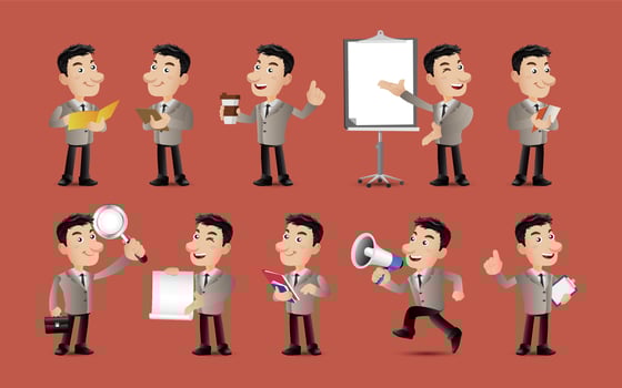 Big nose people Set - men with different pose vector