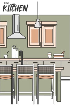 Kitchen sketch vector illustration