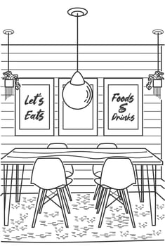 Family dining room sketch vector illustration .