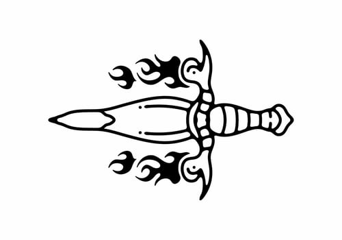 Black and white color of dagger tattoo design vector