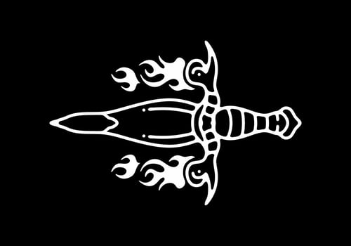 Black and white color of dagger tattoo design vector