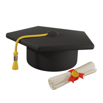 graduation cap with diploma 3d png
