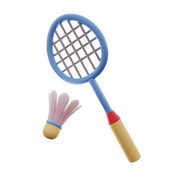 badminton racket and shuttlecock 3d png