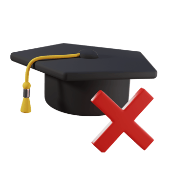 graduation cap with x symbol 3d png