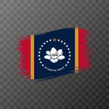 Mississippi state flag in brush style on transparent background. Vector illustration.