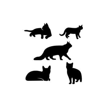 cat set silhouette icon logo vector