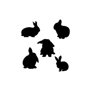 rabbit set silhouette icon logo vector