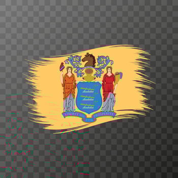 New Jersey state flag in brush style on transparent background. Vector illustration.