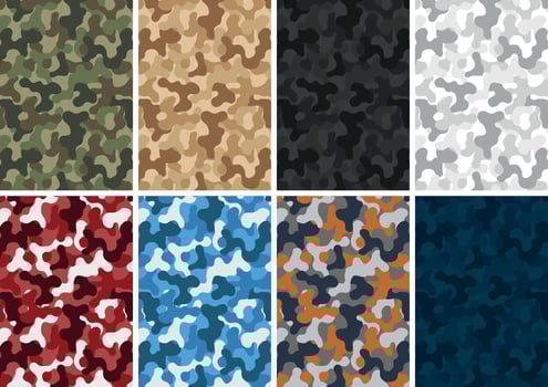 Camouflage Army Pattern Different Colors Set vector